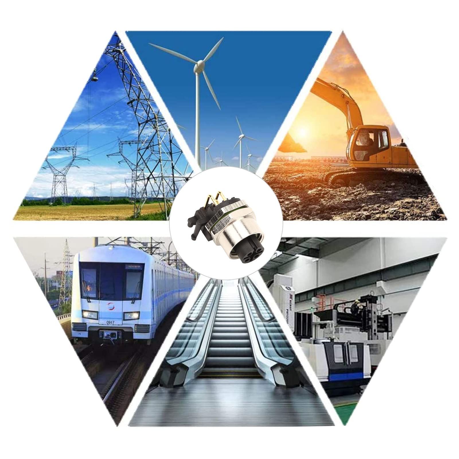 4pcs 5Pin Aviation Socket Connector, Aluminum Alloy, for RV and Boat, Performance in Harsh Environments, Universal for Waft and