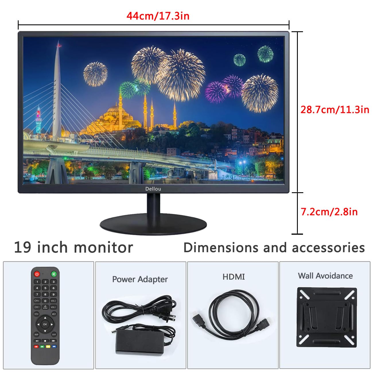19 pulgadas Pantalla de monitor cámara de seguridad vigilancia Pantalla | CCTV multifunción compatible con BNC, HDMI, VGA, AV, interfaz de entrada USB Monitor computadora LCD resolución de 1440x900