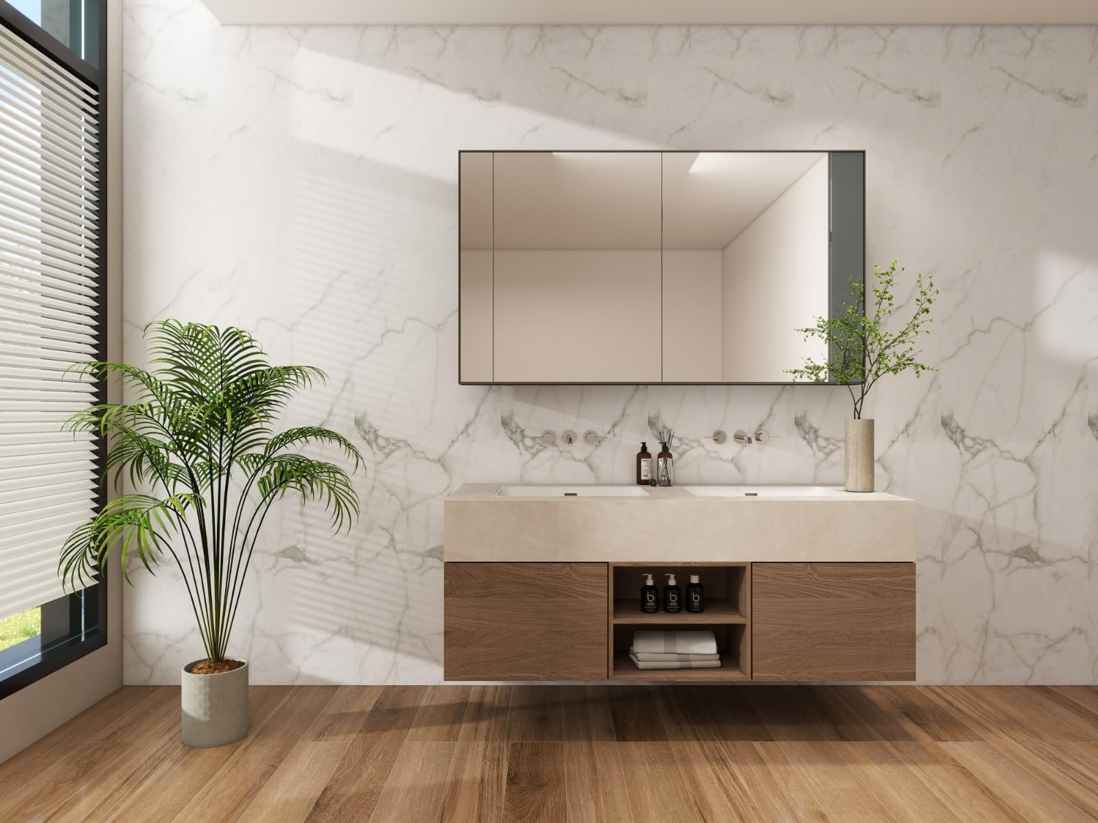 IZODEKOR SPC - Pannello da parete in marmo bianco, 60 x 120 cm, pannello posteriore da cucina, 1 pezzo resistente all'acqua, resistente al calore, protezione contro gli schizzi, rivestimento in PVC