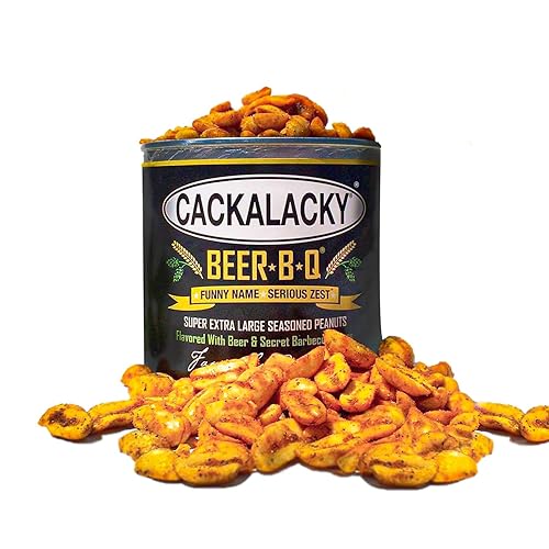 Cackalacky Beer B-Q - Cacahuetes sazonados 12 onzas saborizados con cerveza y especias secretas para barbacoa hacen grandes aperitivos para