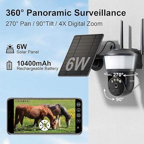 Miniatura 6 de Cámara de seguridad celular inalámbrica 4G LTE para exteriores, sin WiFi, funciona con energía solar, detección PIR, cámaras de 360 para seguridad