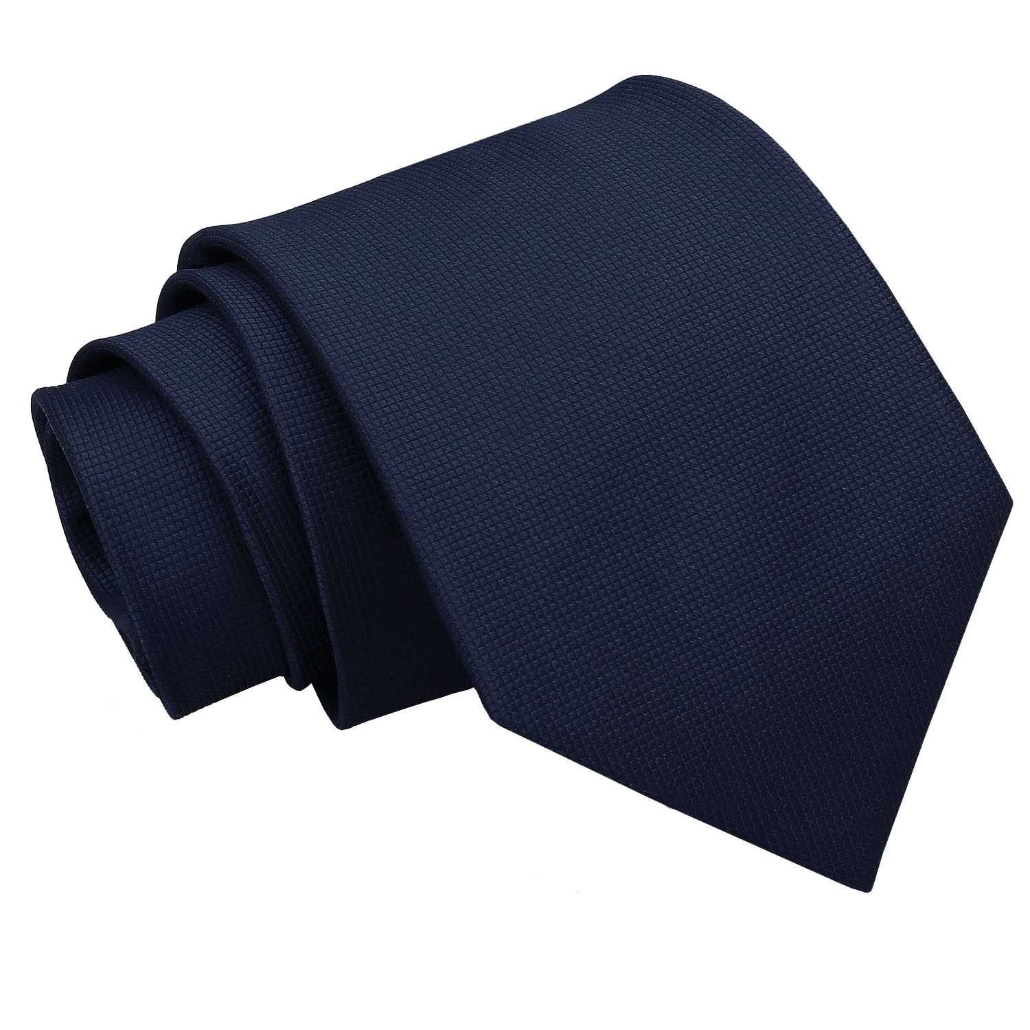 Dqt Men's Navy Blue Solid Check Textured Tie - 9Cm Classic Width Necktie For Wedding, Business & Formal Wear