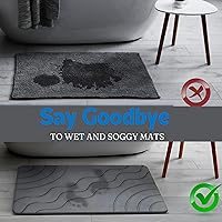 Vista 3 de Stone Bath Mat – Quick Drying Diatomaceous Earth Bath Mat, Super Absorbent Bathroom Stone Mat, Non-Slip Shower Stone Mat, Modern Water Absorbing