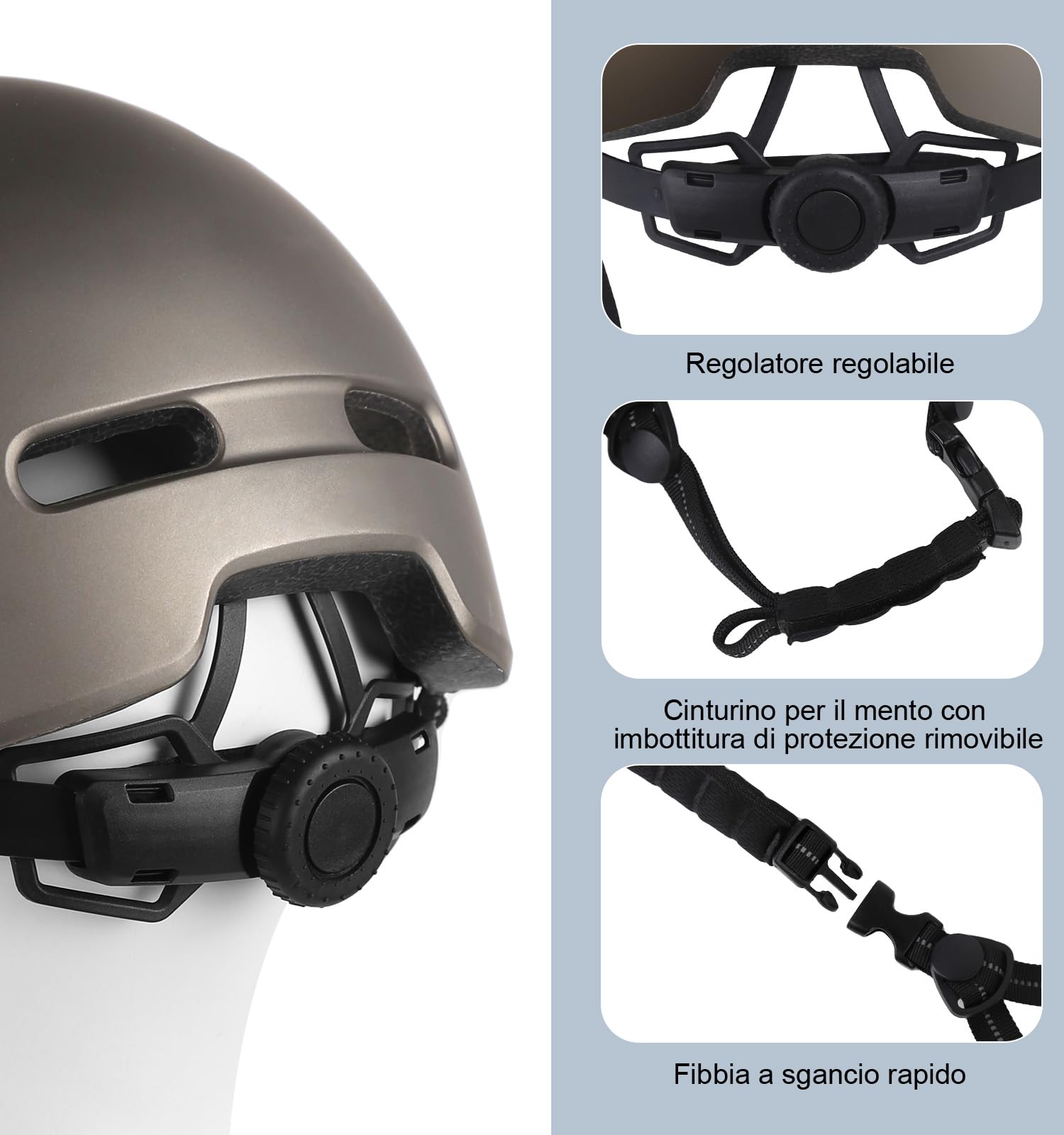 KINGLEAD Casco da bicicletta, Urban Commuter, elegante casco da bicicletta, da uomo e da donna, per ciclismo, trekking, city scooter, casco regolabile