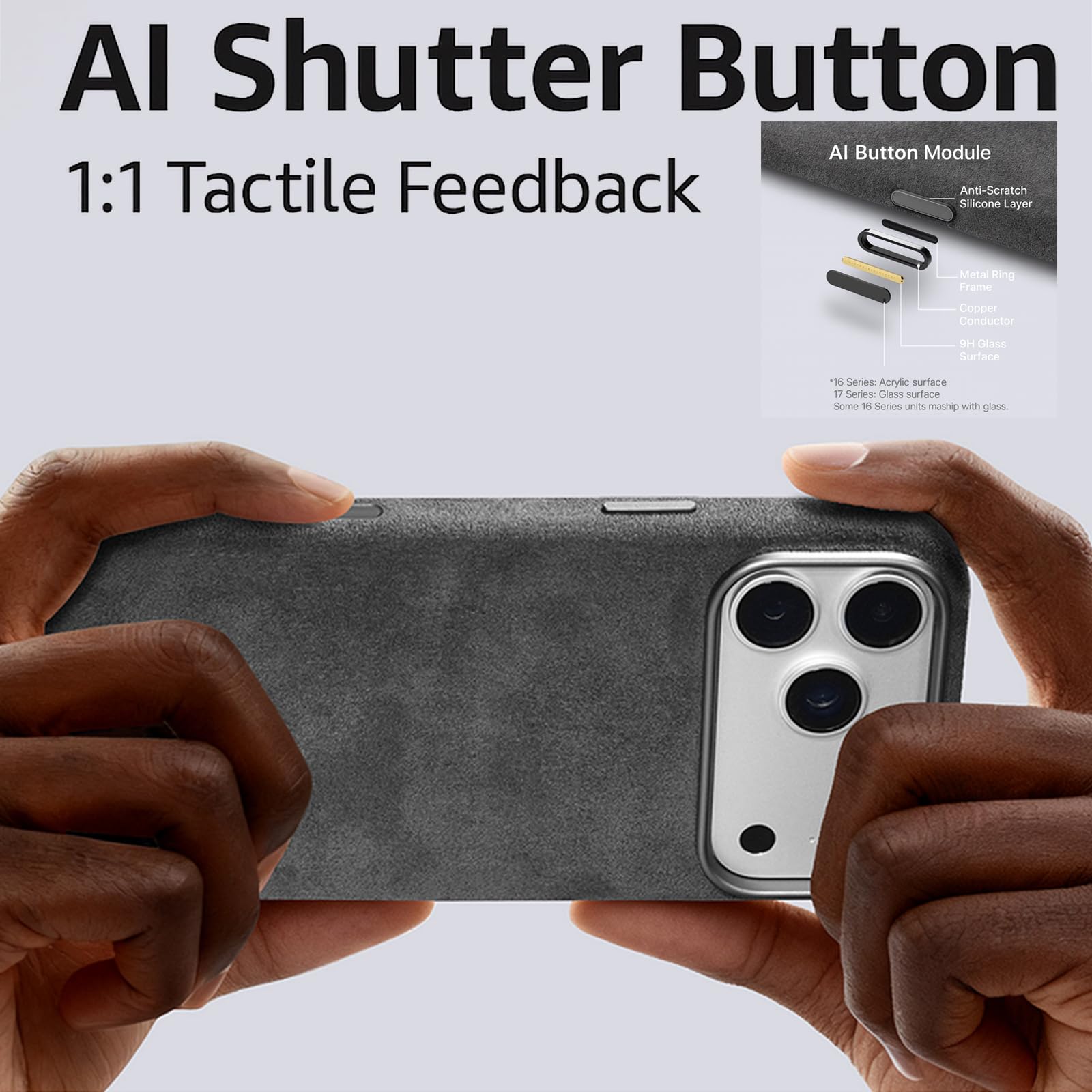 Générique Coque pour iPhone 17, Magnétique, Alcantara - Titane du Désert