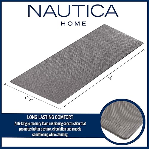 Miniatura 5 de Nautica Tapete de cocina acolchado antifatiga para el suelo de la cocina, grueso, antideslizante, impermeable, alivio para cocinar y estar de pie