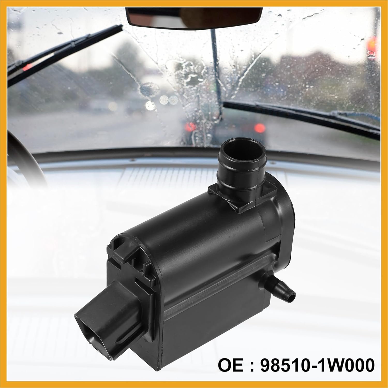 98510-1W000 Windshield Washer Motor Pump with Grommet for Car Black Replacement