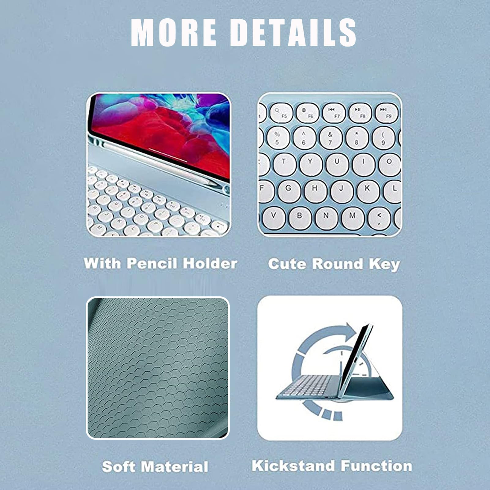 Funda con Teclado Touchpad Tablet Samsung Galaxy Tab A9 8,7" 2023 (SM-X110/SM-X115/SM-X117), Teclado Táctil Magnético Desmontable Español Ñ con Ranura para Lápiz, Azul con Touchpad y Ratón