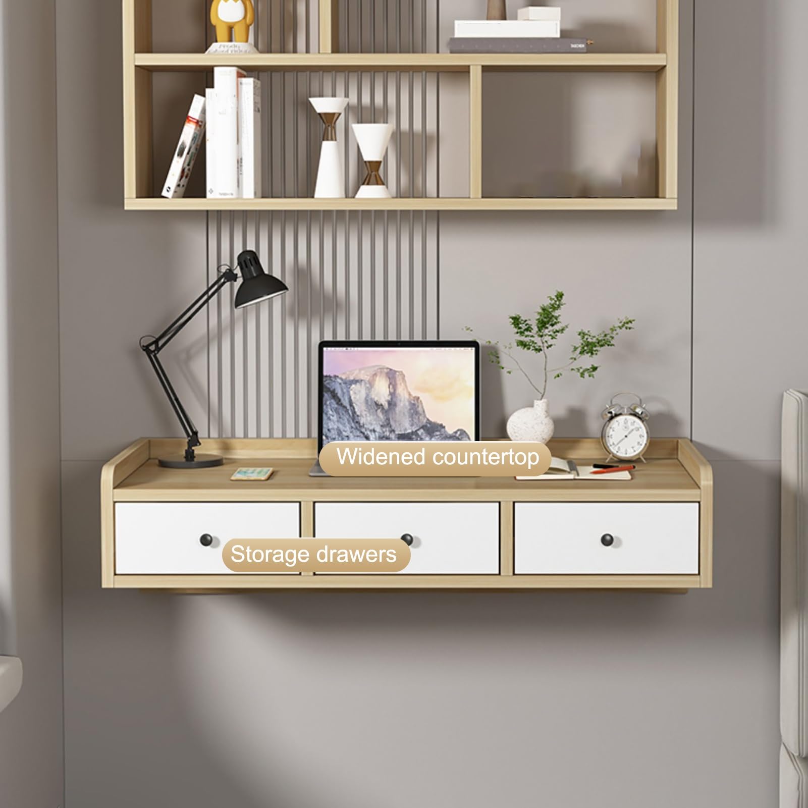 Vani-Make-up-Tisch zur Wandmontage, perfekt für kleine Schlafzimmer, Badezimmer, Ankleidezimmer, Weiß, 80 cm, für Make-up und Schmuck