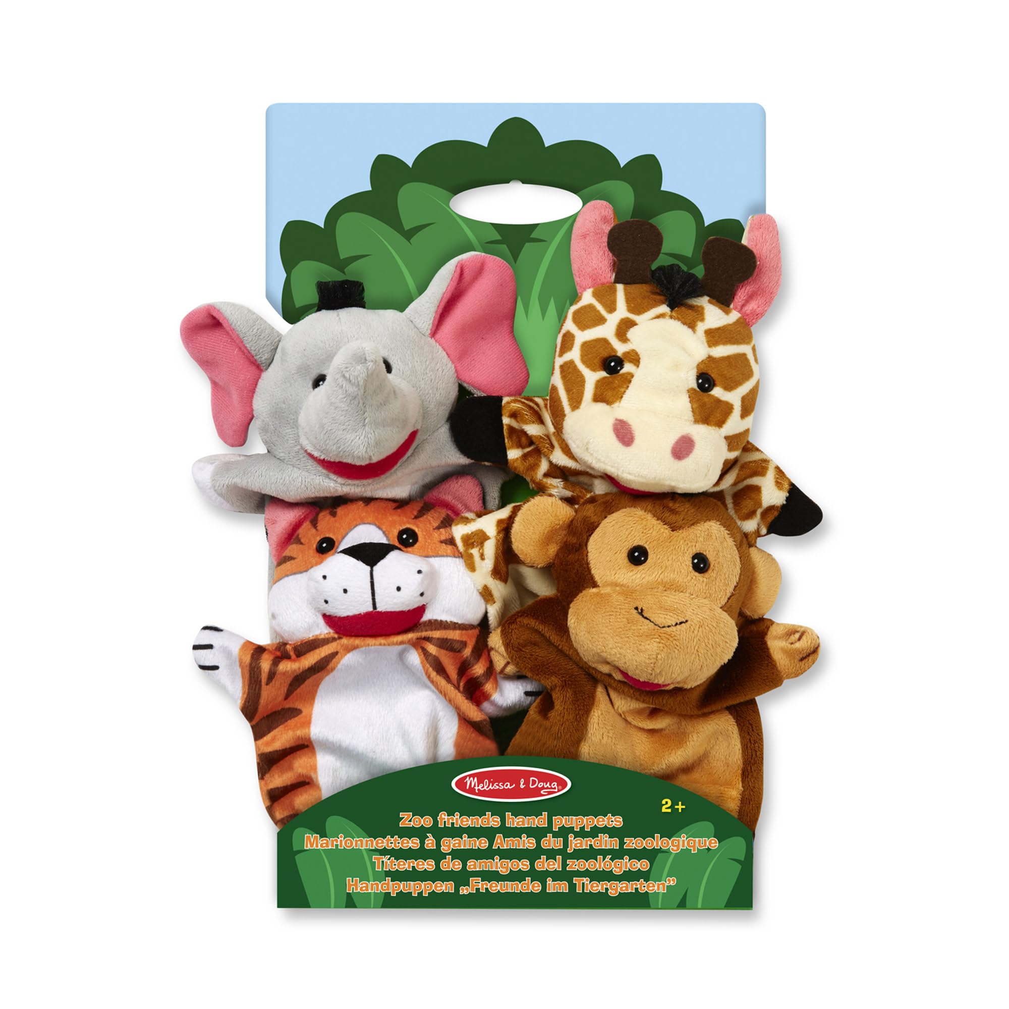Melissa & Doug Zoo Friends Hand Puppets (Set of 4) - Elephant, Giraffe, Tiger, and Monkey, Multicolor, Standalone - Image 3