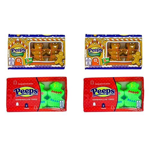 Peeps Christmas Marshmallow (4 unidades) Árboles y Hombre de Jengibre