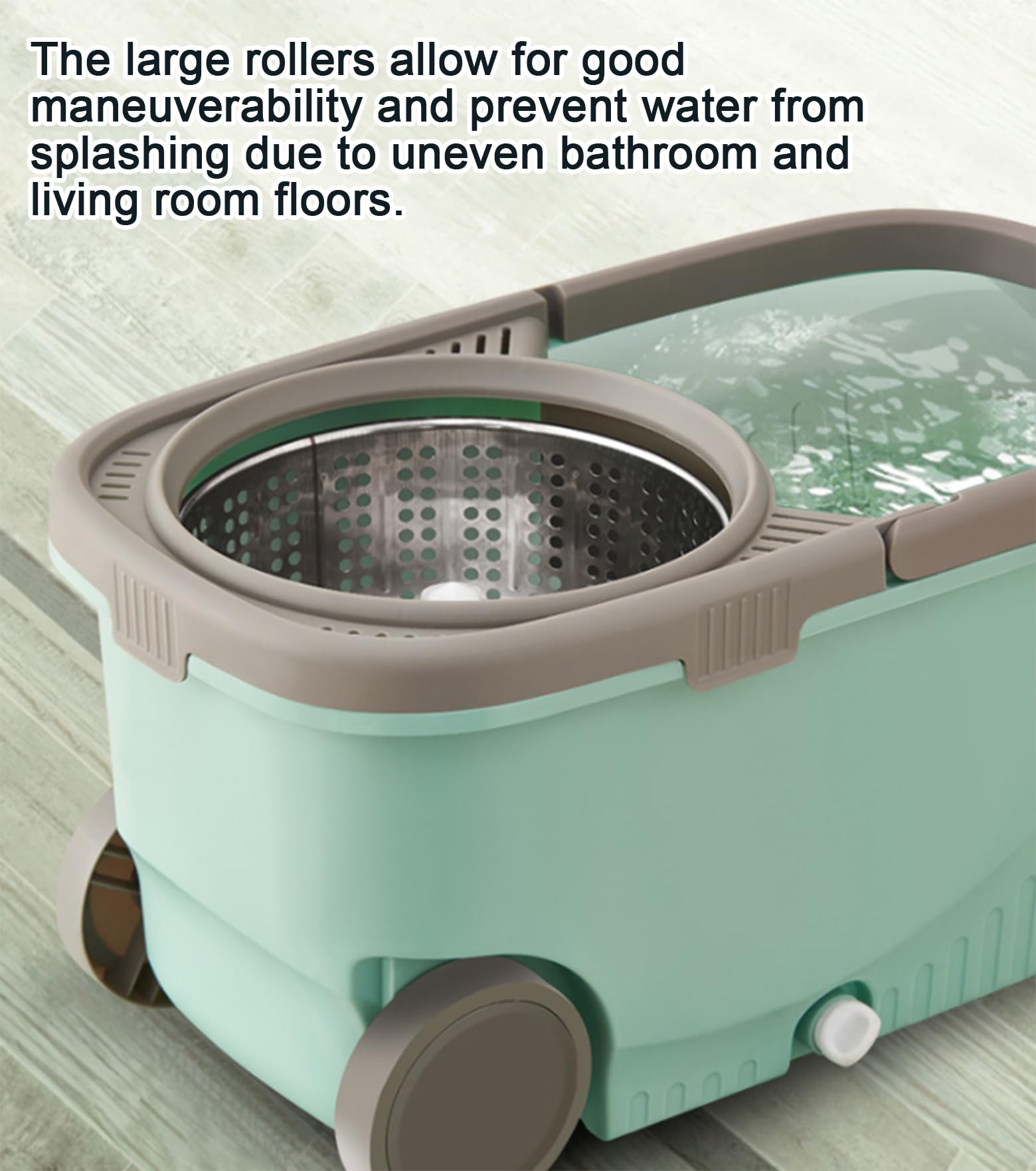 Fregonas A, Juegos de fregona giratoria y Cubo, fregona y Cubo con escurridor, fregona de Microfibra giratoria de 360° con Mango de Acero Inoxidable, fregona Plana con 2 Recambio