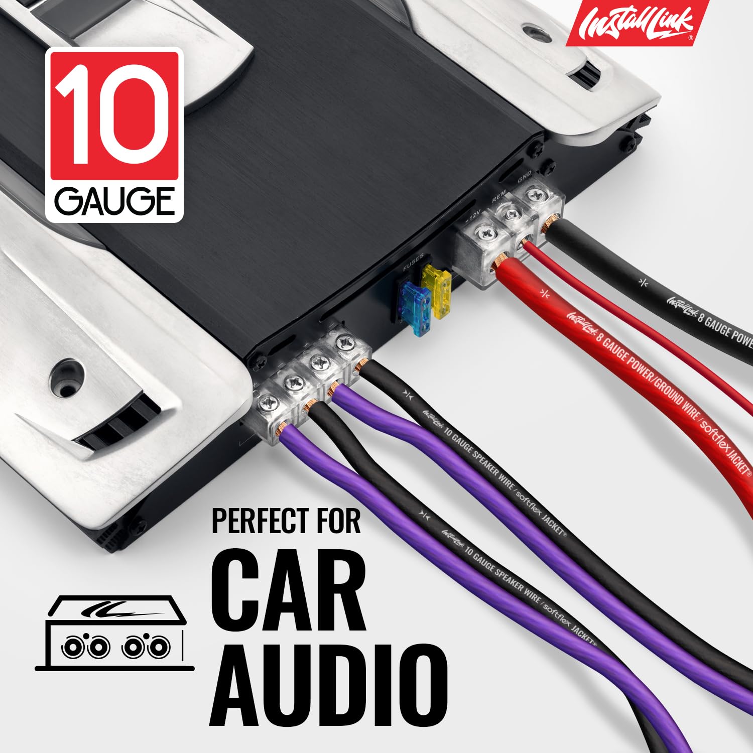 Install Link 10 AWG Gauge Speaker Wire Cable (50 Feet) Stereo, Car or Home Theater, CCA
