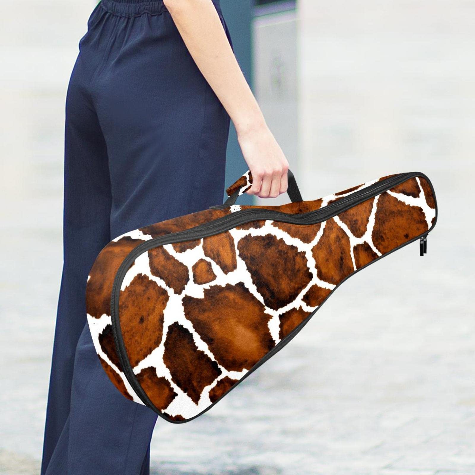 Housse de transport pour ukulélé ténor - Étanche - Rembourrée - Idéale pour les concerts soprano (53,3 cm/60,9 cm) - Motif imprimé peau de girafe