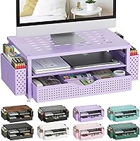 Vista 13 de gianotter Soporte elevador de madera para monitor, organizador de escritorio de oficina, organizador de escritorio con cajón y soporte