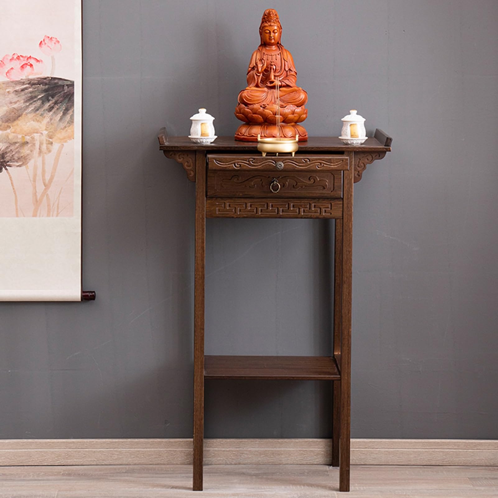 Meuble de méditation compact pour organiser ses objets de rituel zen