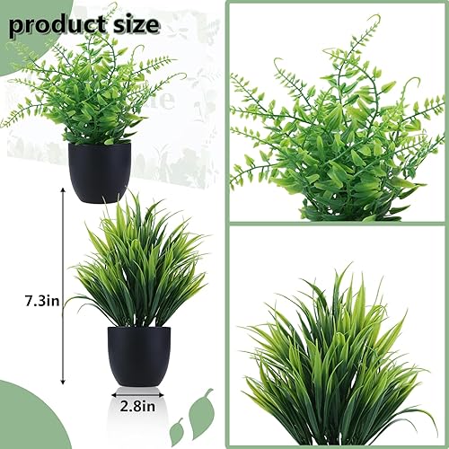 Miniatura 16 de GREENTIME 4 plantas falsas en maceta, pequeñas plantas artificiales de interior en maceta blanca para el hogar, oficina, dormitorio, escritorio