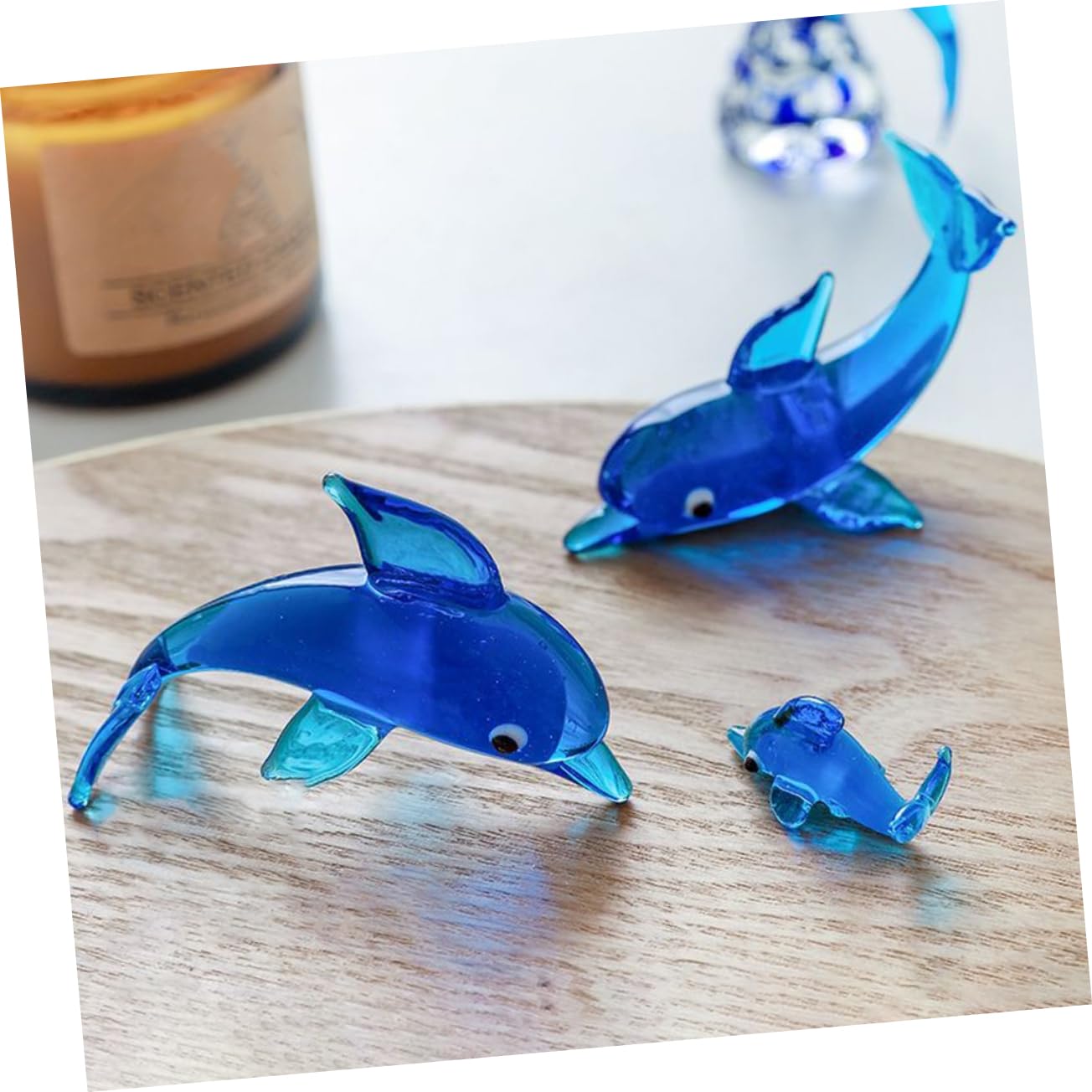 イルカガラスの置物ドルフィン彫刻