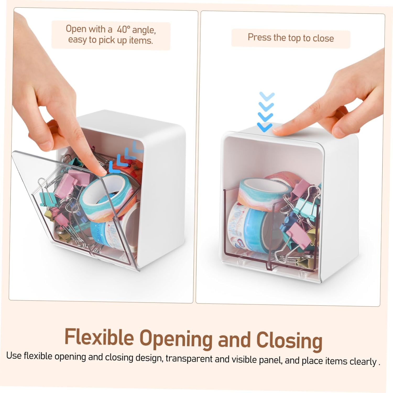 Luxshiny 5pcs Cotton Swab Holder Makeup Box Double Compartments for Organized Storage Bathrooms Bedrooms Dressing Rooms Space-saving Design Easy Access Cotton Swab Dispenser