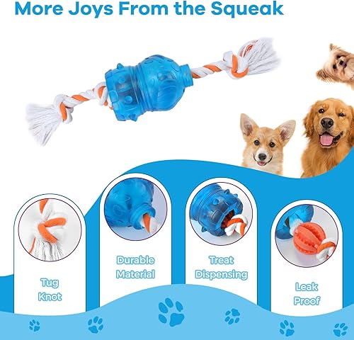 Miniatura 2 de Tikaton Juguetes interactivos dispensadores de golosinas para perros, rompecabezas duradero para cachorros, cuerda de nudo, juguete para razas