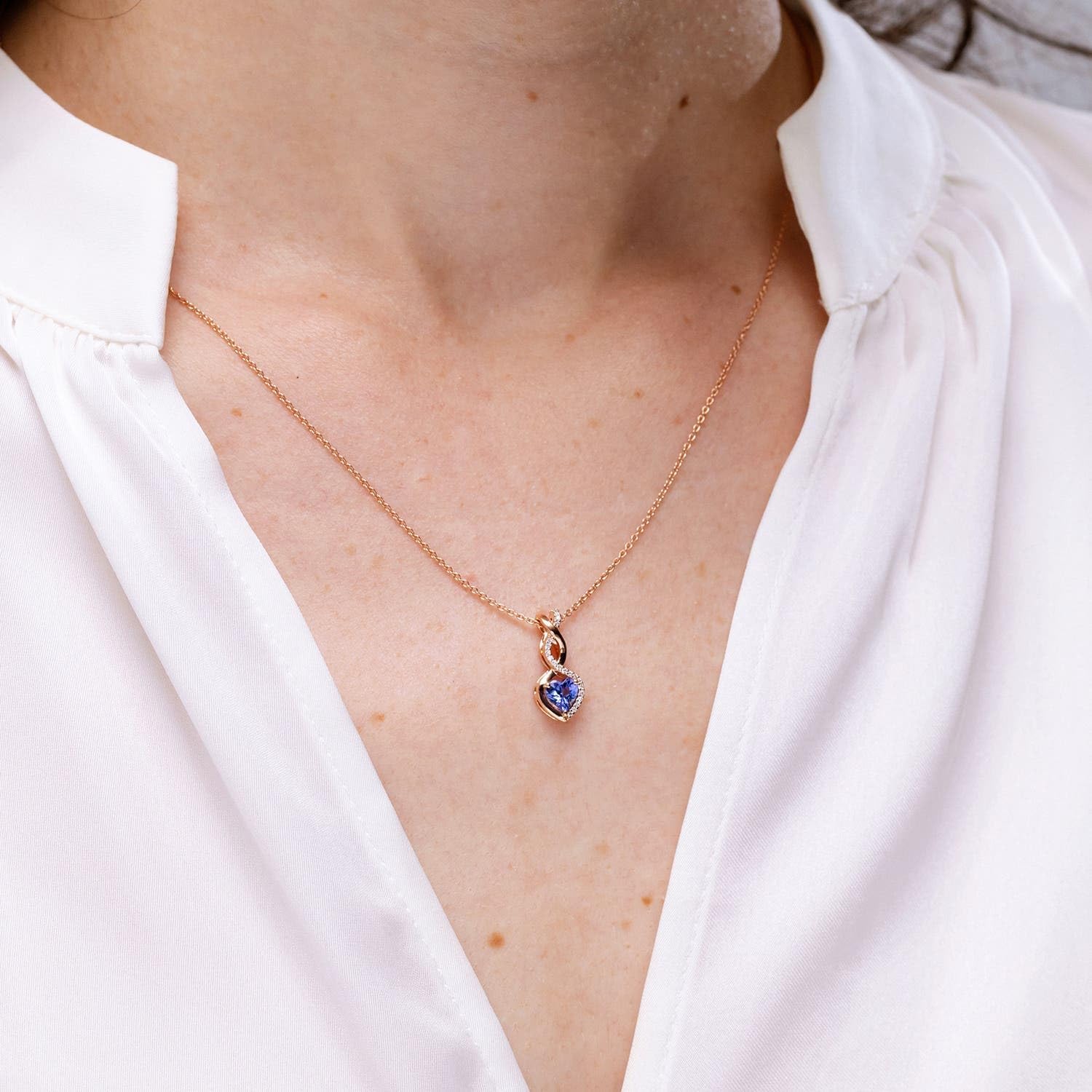 Angara Natural Tanzanite Pendant for Women | Heart Shape Tanzanite Diamond Heart Pendant Necklace in 14K Solid Gold/Silver/Platinum With 18" Chain | December Birthday, Gemstone Jewelry Gift