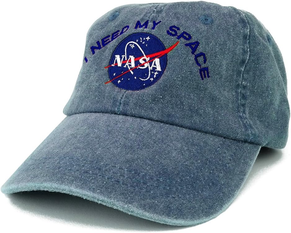 NASA I Need My Space Embroidered Washed Cotton Cap