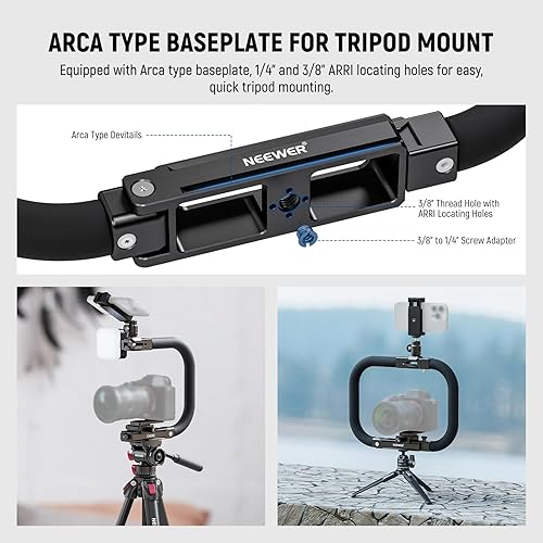 Miniatura 7 de NEEWER Jaula de cámara con placa QR tipo Arca, agarre simpledoble, asas laterales de espuma desmontables, estabilizador de teléfono para grabación