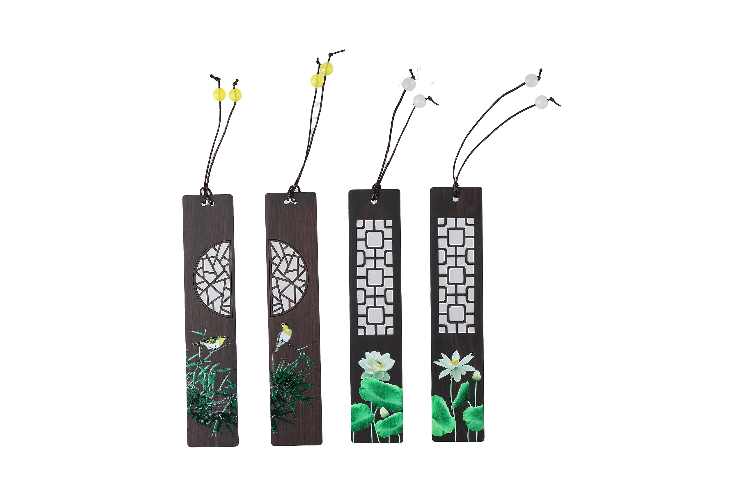 Risedot 4 Pcs/Set Wooden Bookmark, with Gift Box, Chinese Style Wooden Color Painted Book Clip Pagination Mark - Image 2