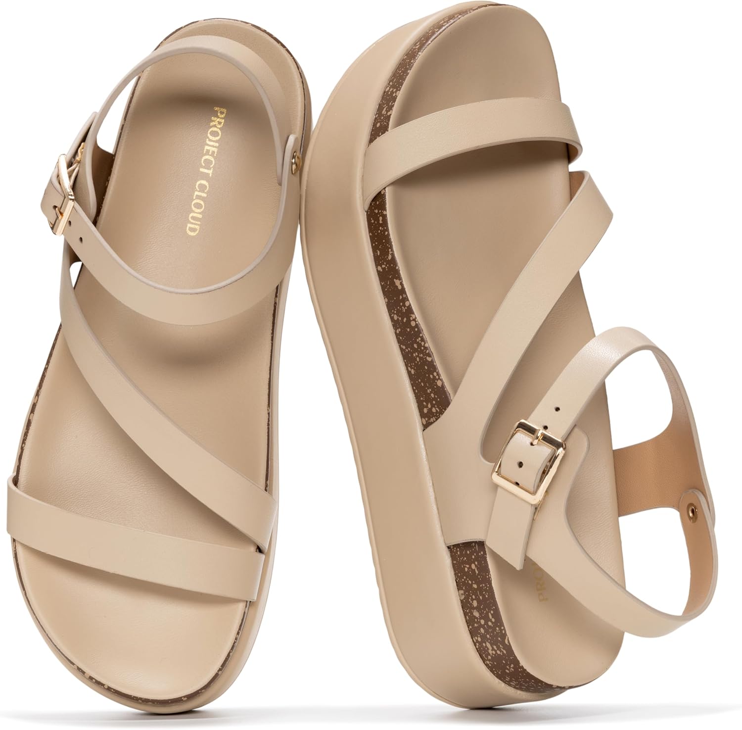 Project Cloud Platform Sandals Women Footwear - Soft & Plush Insole Wedge Sandals for Women Footwear Stylish Platform Shoes with Adjustable Straps (Mellow)
