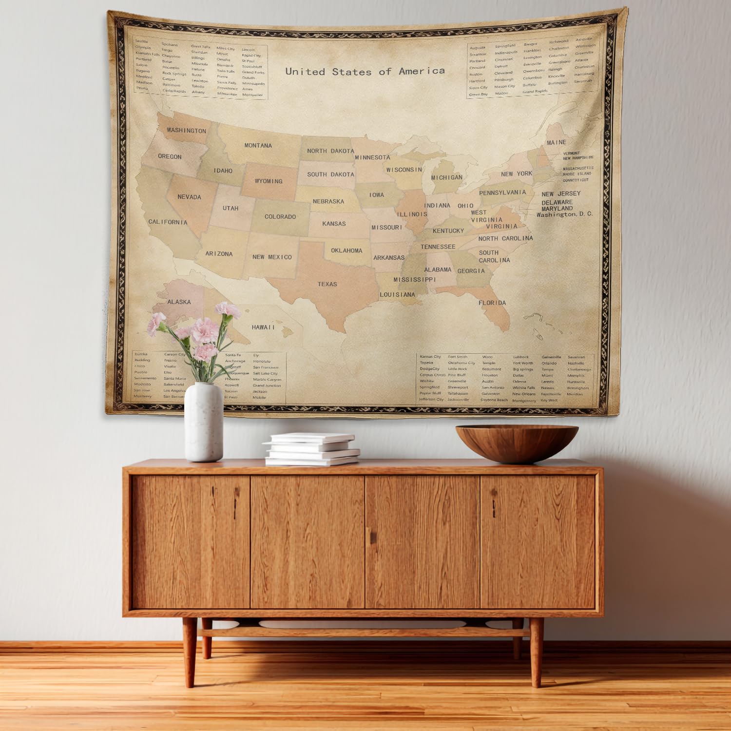 Amazon.com: Batmerry Map Atlas USA Vintage Tapestry, Historic Map