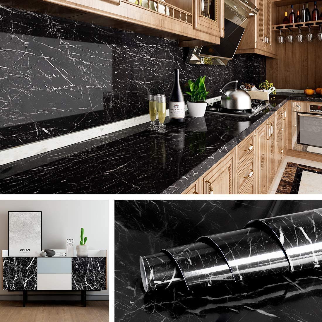 JAMB Vinyl Oil-Proof Waterproof Self Adhesive Aluminum Foil PVC Stickers For Kitchen (60 x 200 cm Black ) (B09LMR8P5J) Amazon Price History, Amazon Price Tracker