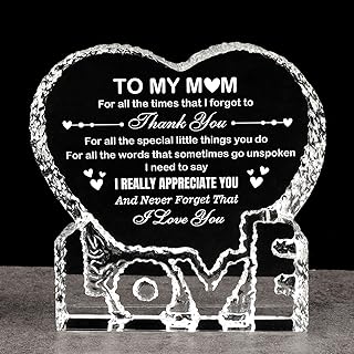 Crystal for Mom, Birthday Gifts for Mom from Daughter Son, K9 Crystal Plaque Keepsake, Best Gift for Mom on Xmas Thanksgiving Anniversary Birthday Mother‘s Day