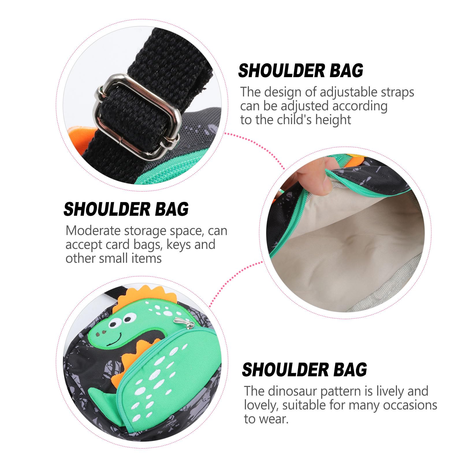 VALICLUD Petit sac à bandoulière pour enfants - Dinosaure - Sac à bandoulière - Sac à main pour garçons - Randonnée à pied - Voyage