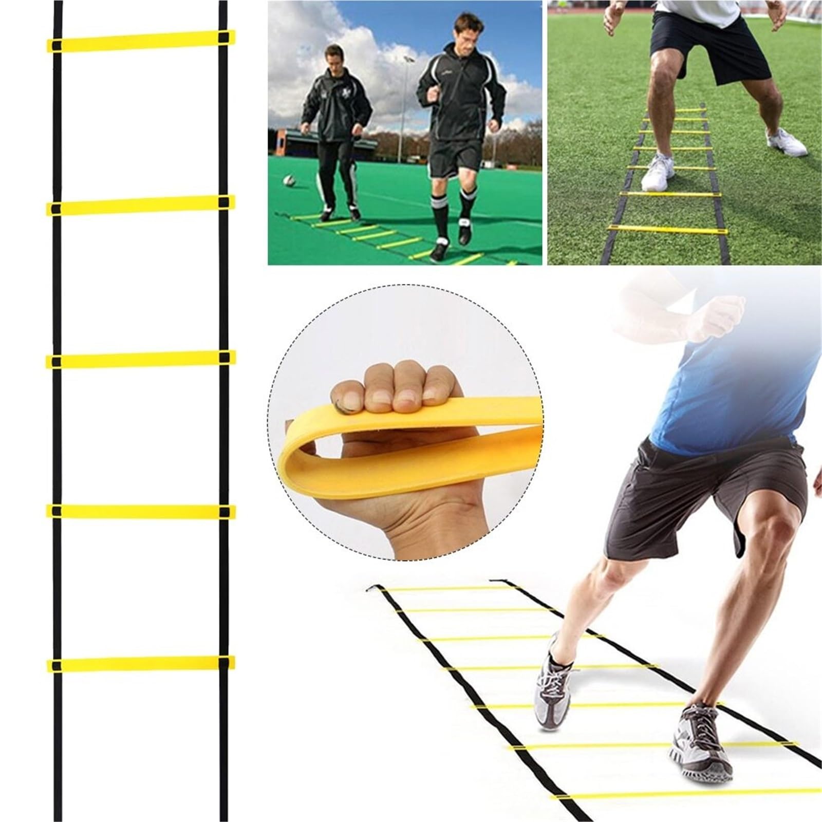 Agility Ladder Escalera de Agilidad, Entrenamiento fútbol, ​​Entrenamiento Velocidad y Equilibrio, Juego pies, Correa Nailon, Escalera Salto, ​​Escalera energía