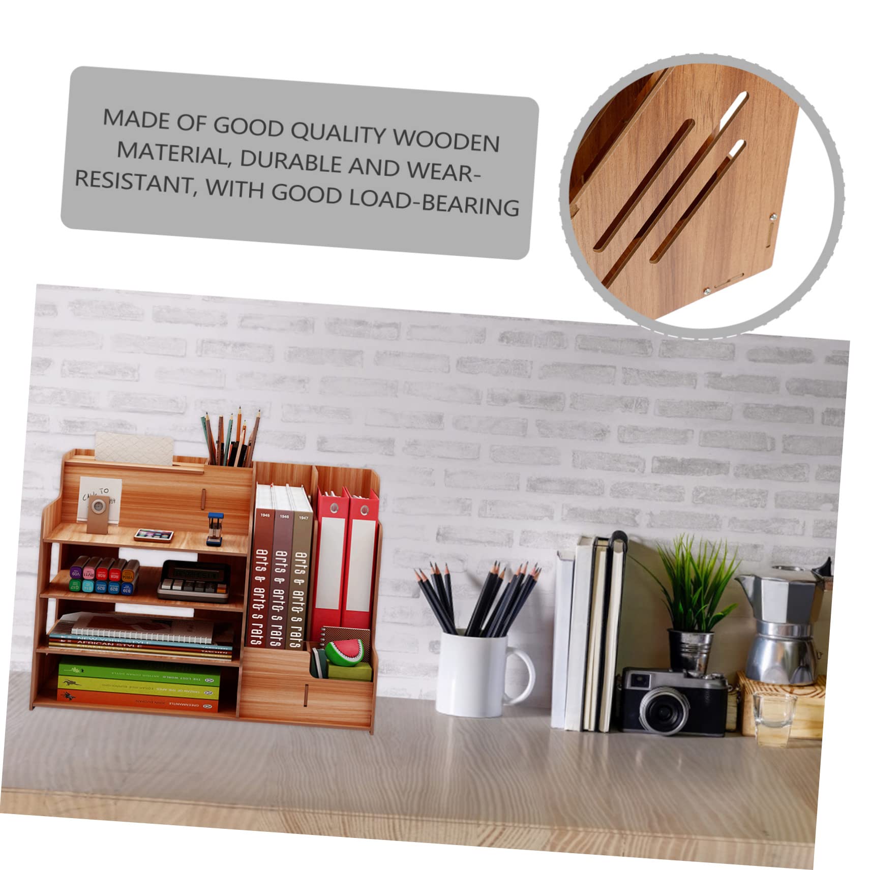 Angoily Étagère De Rangement De Table Bois Pour Papeterie Avec Structure Et Organiser Petits Objets