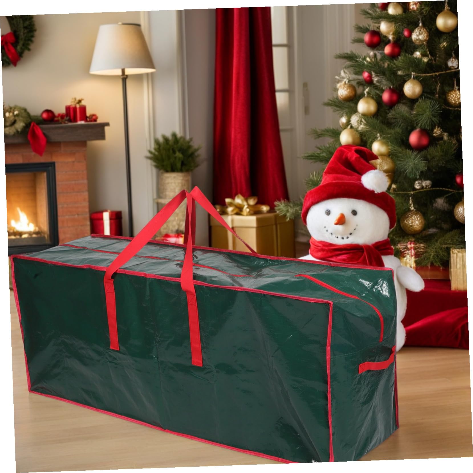 Gatuida Borsa Portaoggetti per Albero di Natale Organizer in Manici Rinforzati Cerniere Doppie Grande Capacità Salvaspazio per Decorazioni Natalizie e Alberi Finti