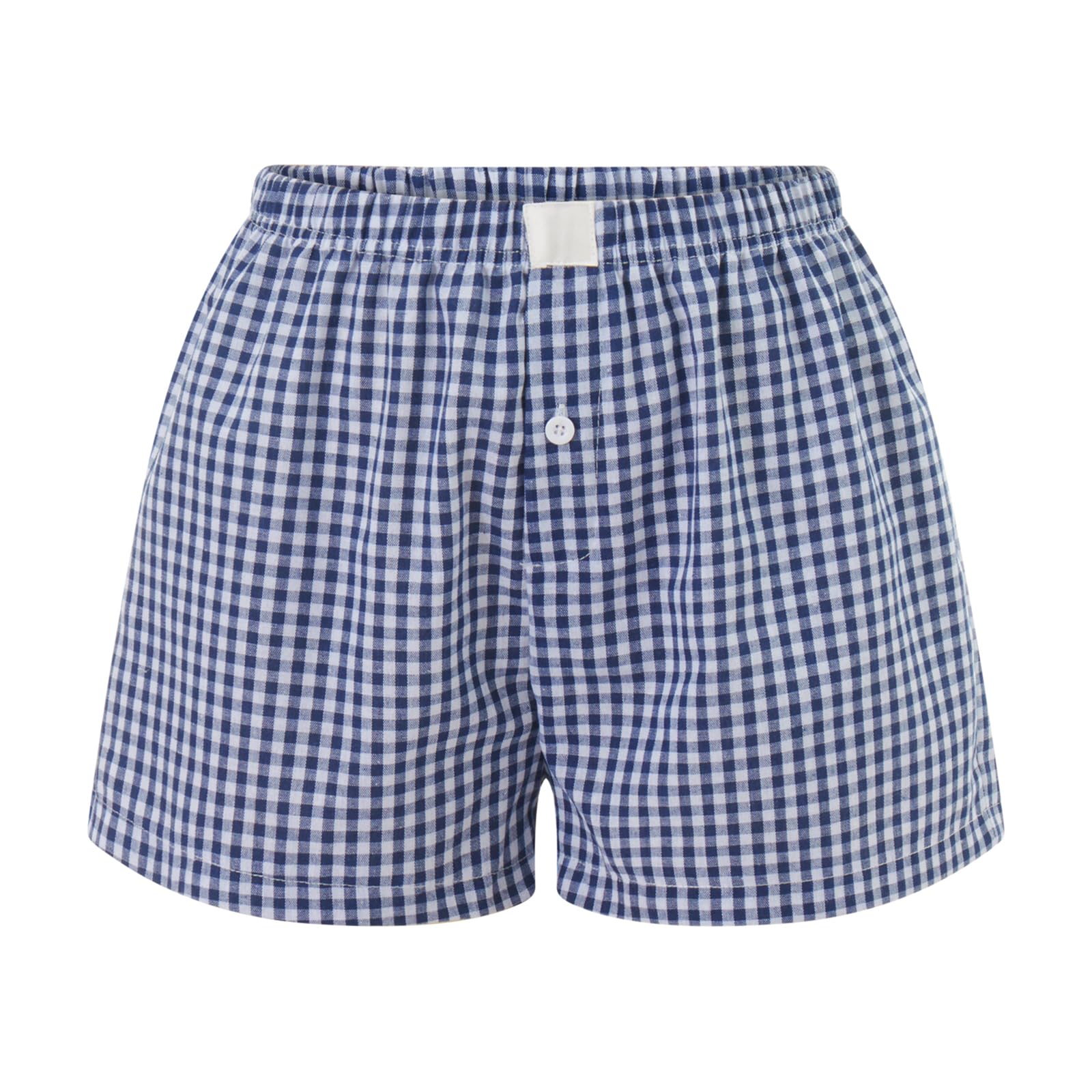 Womens Y2k Cute Plaid Striped Print Pajama Boxer Shorts Gingham Lounge PJ Bottoms Shorts Checkered Sleep Shorts