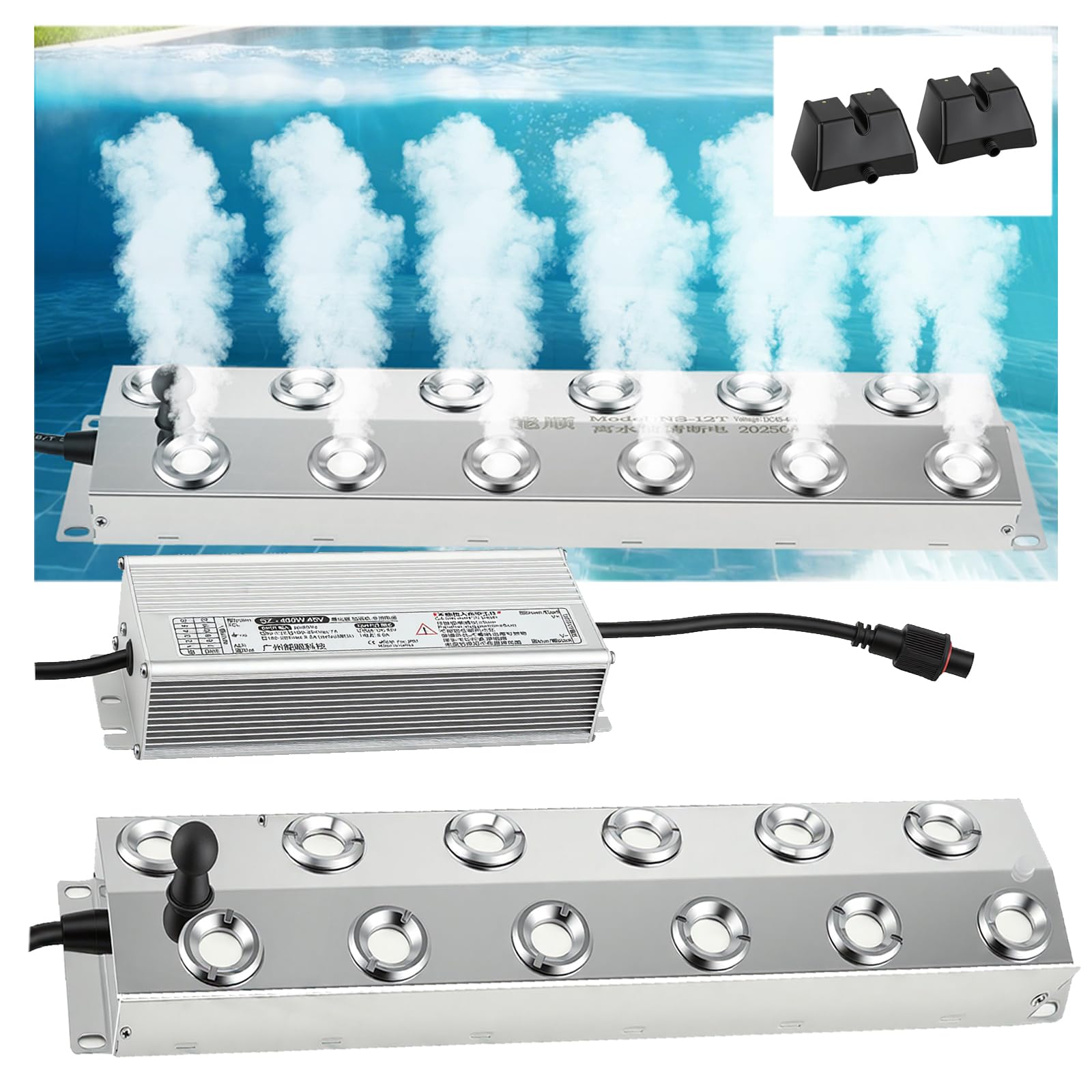 12 Kopf Ultraschall Vernebler, 9L/H Nebelhersteller Nebler Ultraschall Vernebler 400W Ultraschallvernebler für Gartenbau Landschaftliche Landschaft Magische Atmosph Springbrunnen Halloween Weihnachten