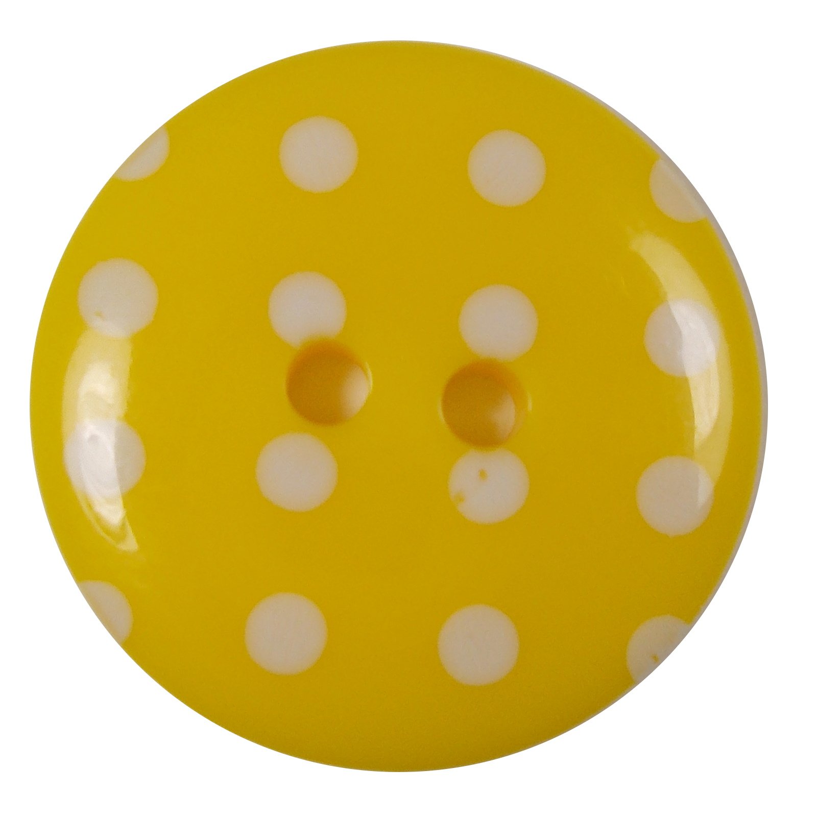 Push The Button Yellow With White Round Plastic Polka Dot Spot 2 Hole Buttons Pack Of 5 (34Mm, )