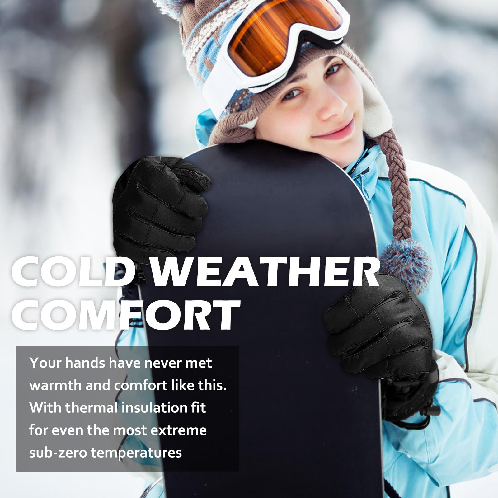 Guantes Invierno Mujer Impermeables Táctiles Nieve Esquí Moto Snowboard Bici Ciclismo