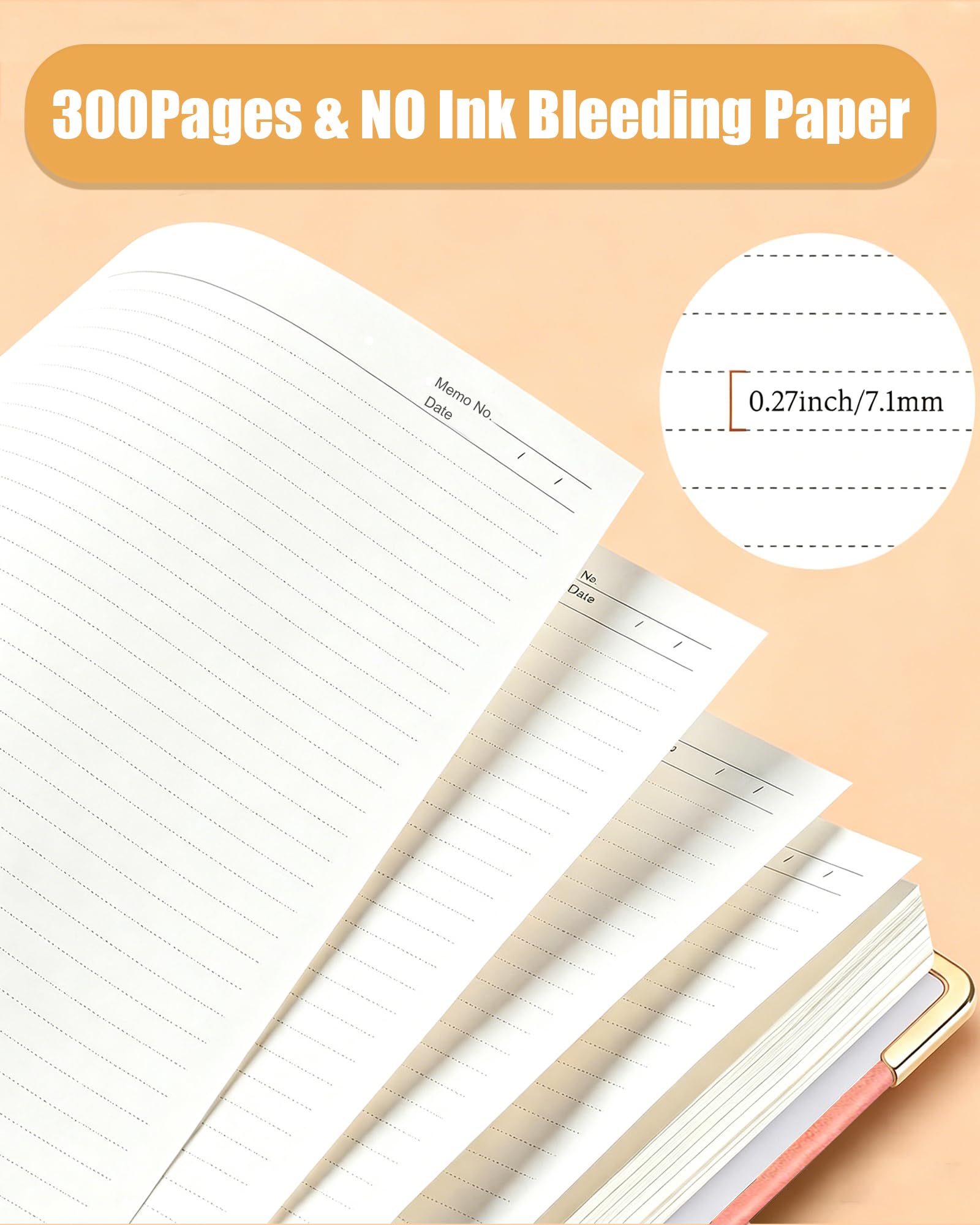 Cuaderno en espiral de tapa dura con pestañas divisoras extraíbles, 5 cuadernos de asignaturas para el trabajo, escuela, 300 páginas de 8 x 10 pulgadas, diario de cuero B5 con rayas