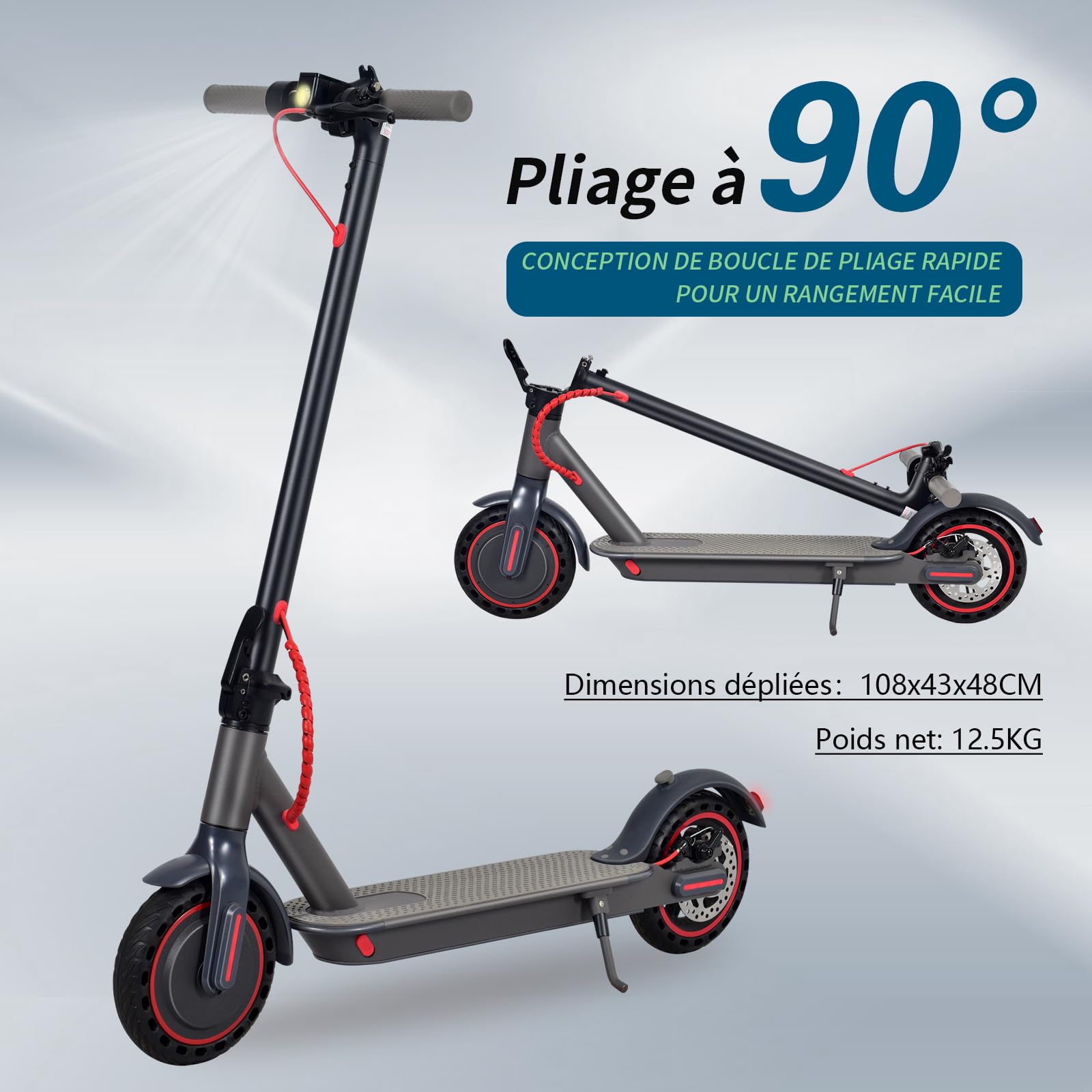 Trottinette électrique Enfant KHHK 6-12 Ans - Réglable En