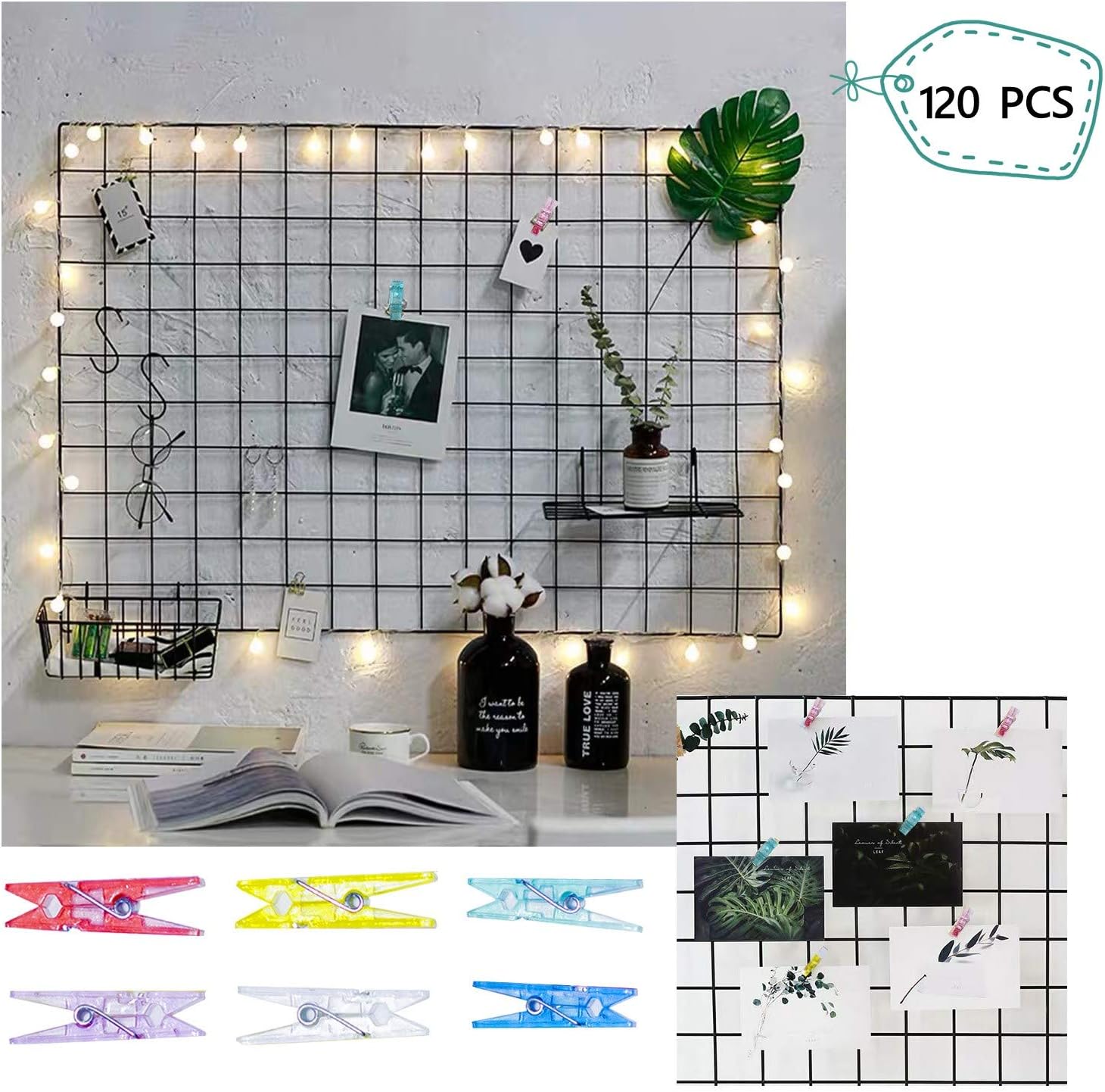 120 Pieces Photo Clips Mini Colored Plastic Clips, Clothespins Binder Clips for Hanging String Fairy Lights Picture, Polaroid Clip as Gifts for Family Friend Birthday