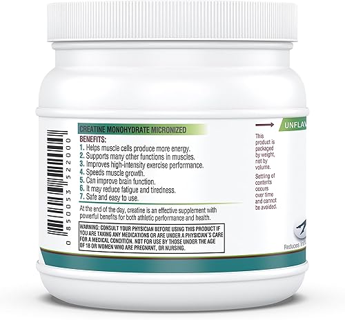 Miniatura 7 de Kappa Nutrition Monohidrato de creatina en polvo, fórmula de aminoácidos puros, apoya la fuerza muscular, la energía celular y el enfoque mental*