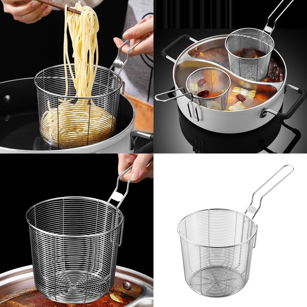 Rustproof Kitchen Skimmer With Hanging Hook For Hotpot Pastas Draining And Oil Filtering