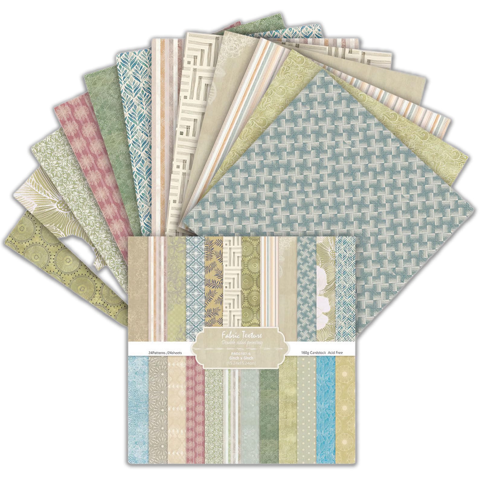 Scrapbook Paper 6"×6" 160gsm Double-Sided Patterned Decorative Papers for Scrapbooking, Junk Journaling, and Card Making, Ideal Scrapbook Supplies and Paper Craft Supplies 24 Sheets (Style 8)