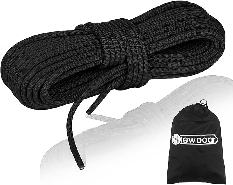 Static Climbing Rope - 8mm (5/16c) / 10mm (3/8”) Double Braid Accessory Cord for Rock,Hauling, Prusik, Survival - Pre-Cut 20FT, 50FT, 100FT, 165FT Lengths - Outdoor, Fire Rescue Equipment