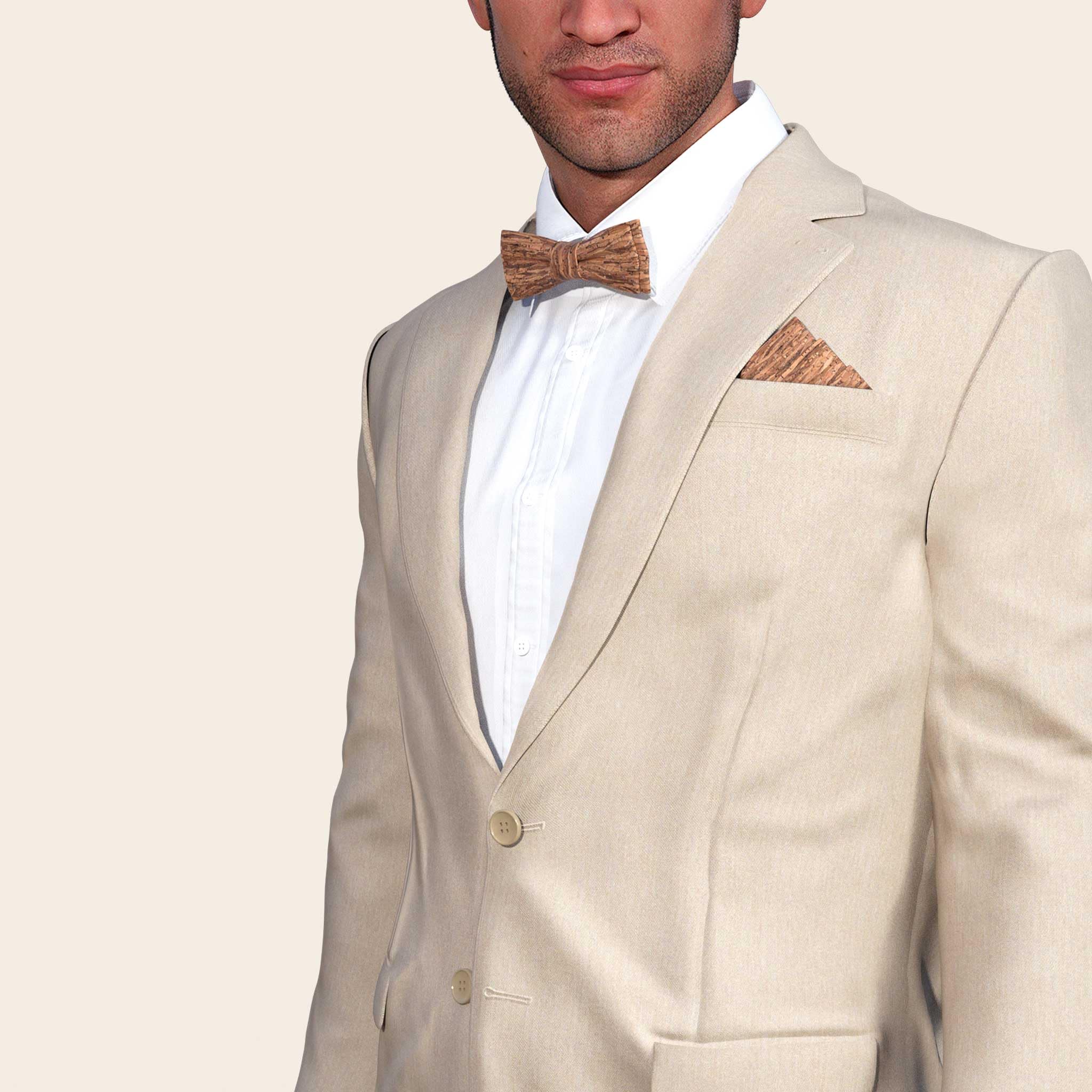 Made in Germany | Cravatta a farfalla MAY-TIE | 100% sughero | Style: Legno Marrone | SLIM SHAPE | legata e regolabile senza limiti con gancio di fissaggio | Uomo