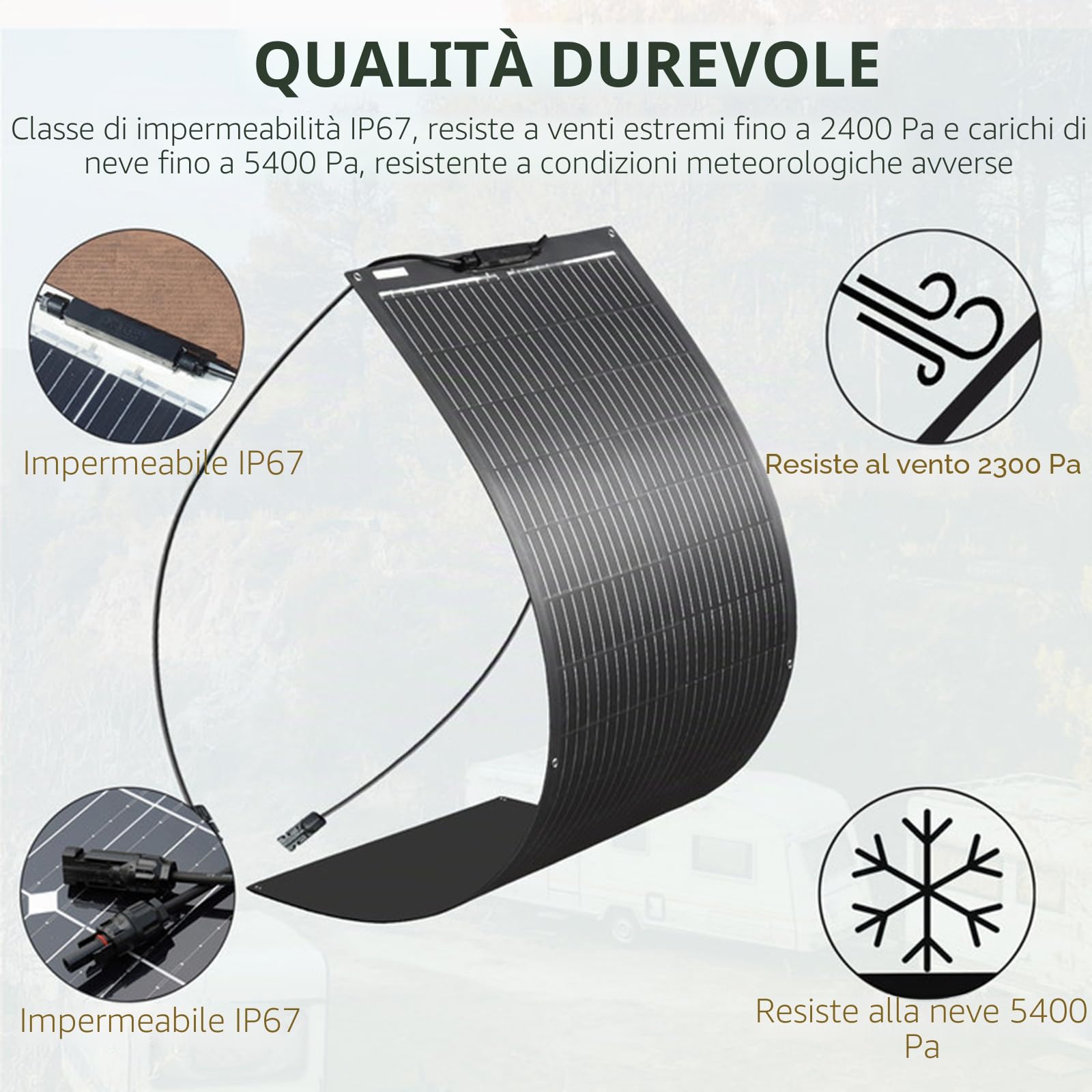 XINPUGUANG Kit pannello solare flessibile 200 w 2 pz 100 w 18 v pannelli solari flessibile modulo monocristallino 20A regolatore solare per camper, caravan, barca, auto