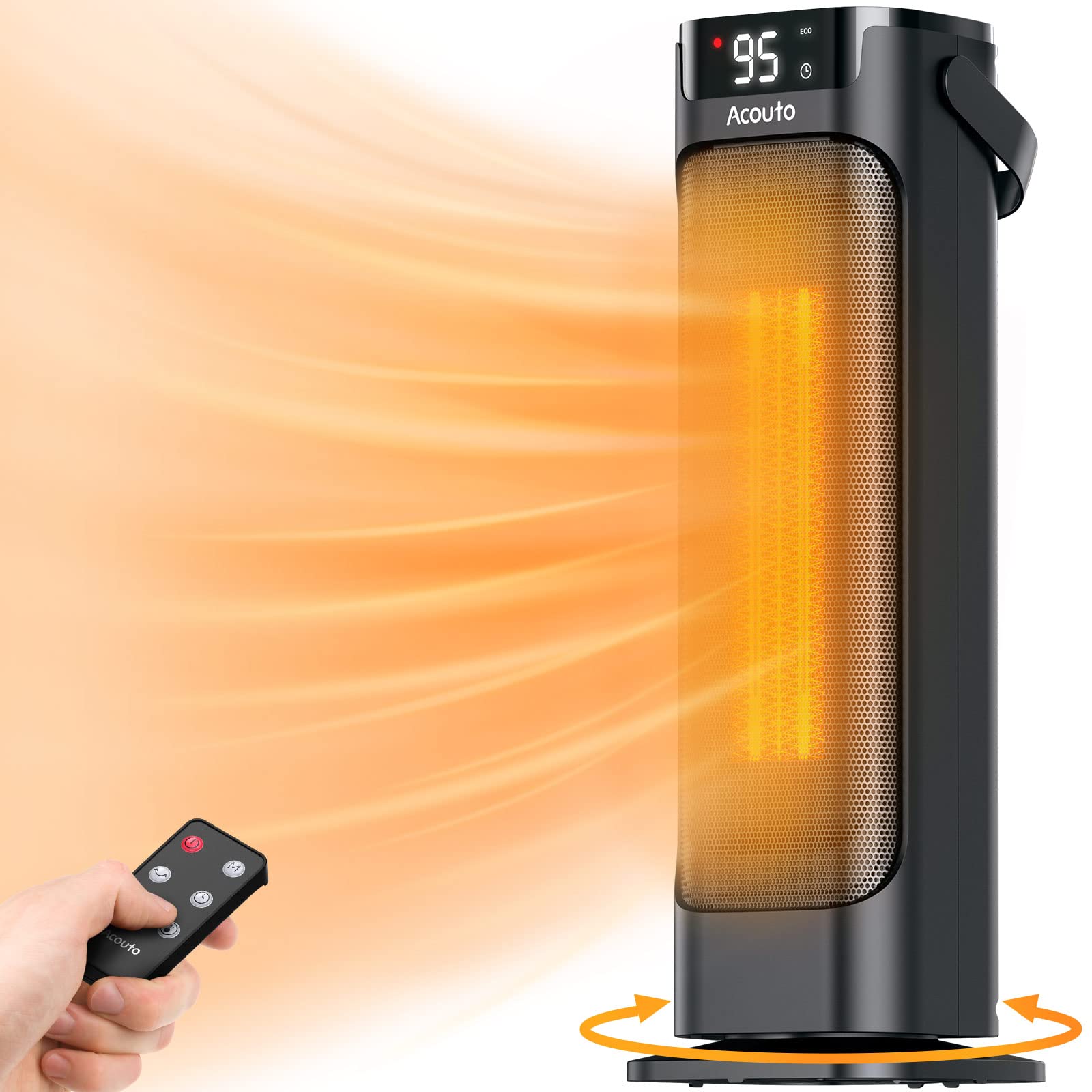 Space Heater, Acouto 1500W Portable Electric Heaters Indoor Use, Oscillating Ceramic Heater with Overheat & Tip-over Protection, ECO Mode, 12H Timer for Living Room, Bedroom, Office, Garage